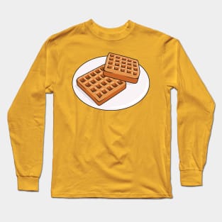 Waffle cartoon illustration Long Sleeve T-Shirt